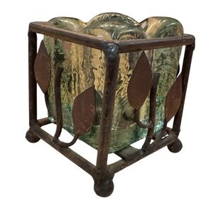 Mesa International Handcrafted Mexico Glass Wrought Iron‎ Leaf Votive Holder